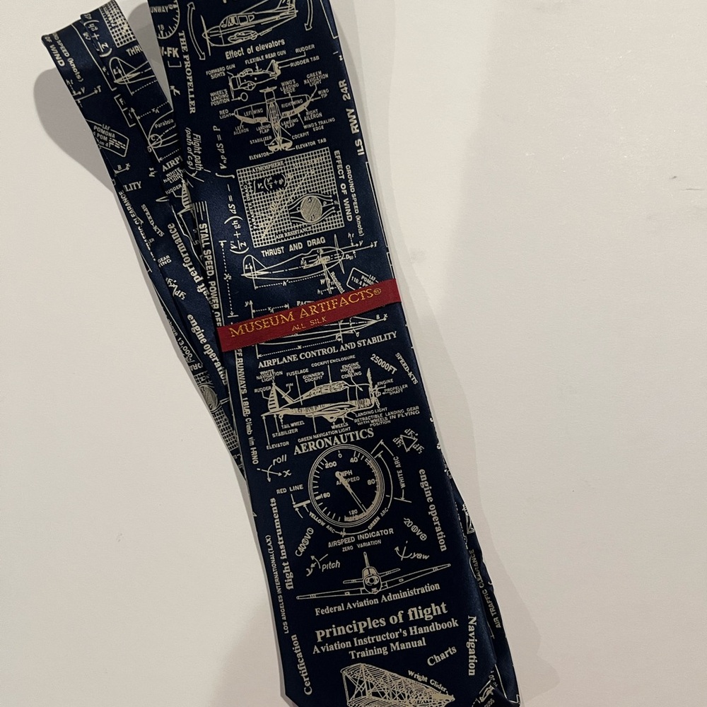 NWT Aeronautics Themed Men's Navy Silk Tie